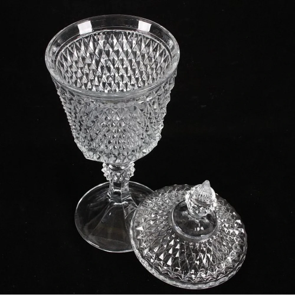 ✨Indiana Glass Diamond Point Apothecary Jar, Pedestal Candy Dish, Chalice - Picture 2 of 12